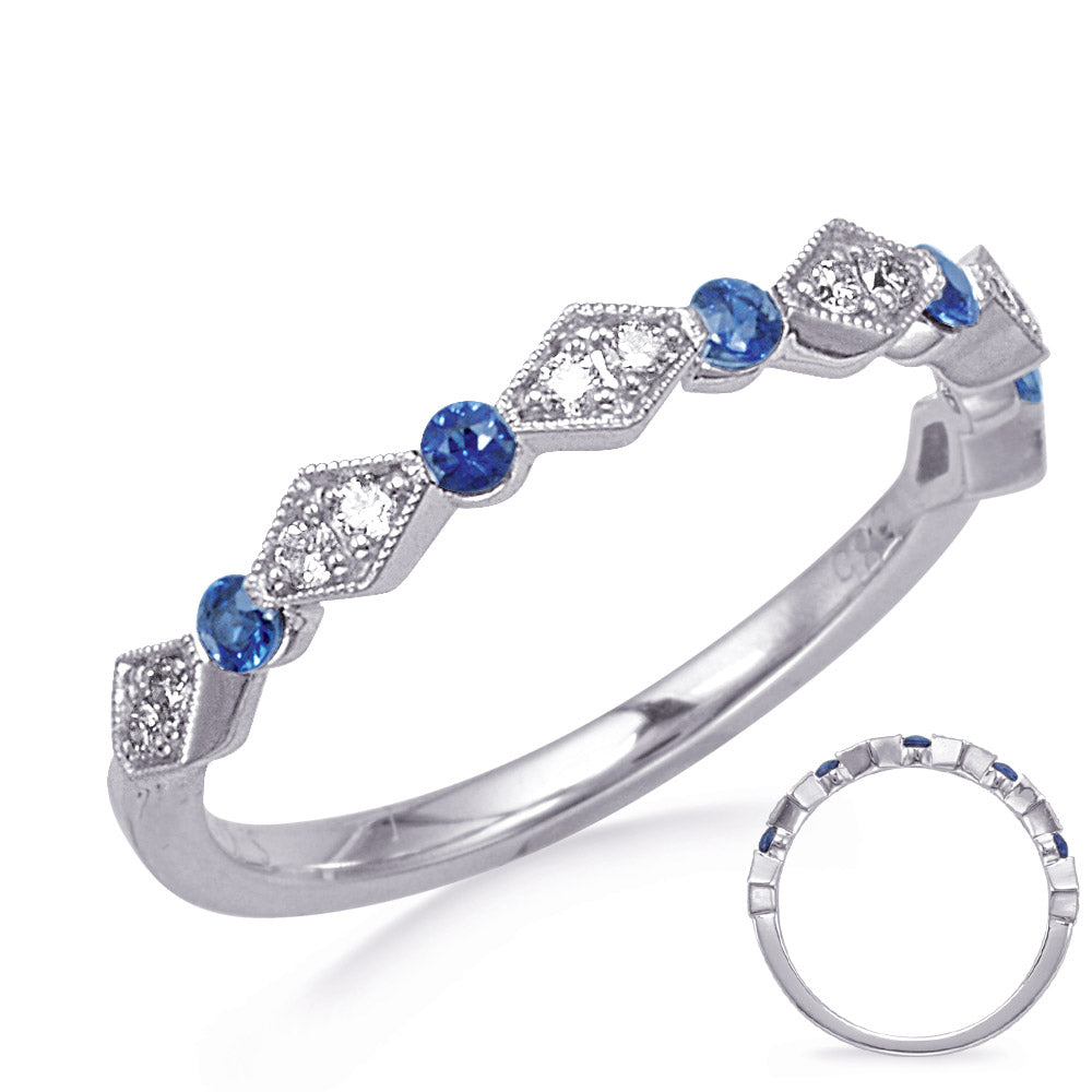 White Gold Sapphire &amp; Diamond Ring