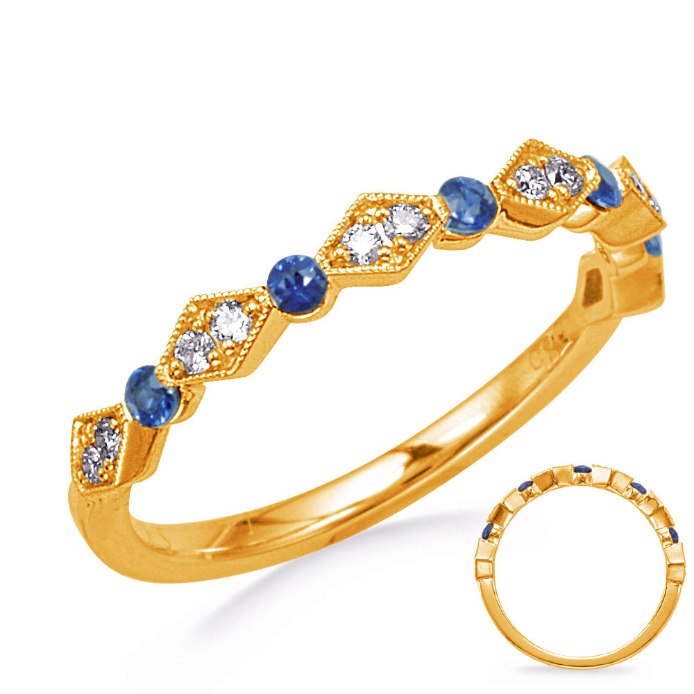 Yellow Gold Sapphire &amp; Diamond Ring