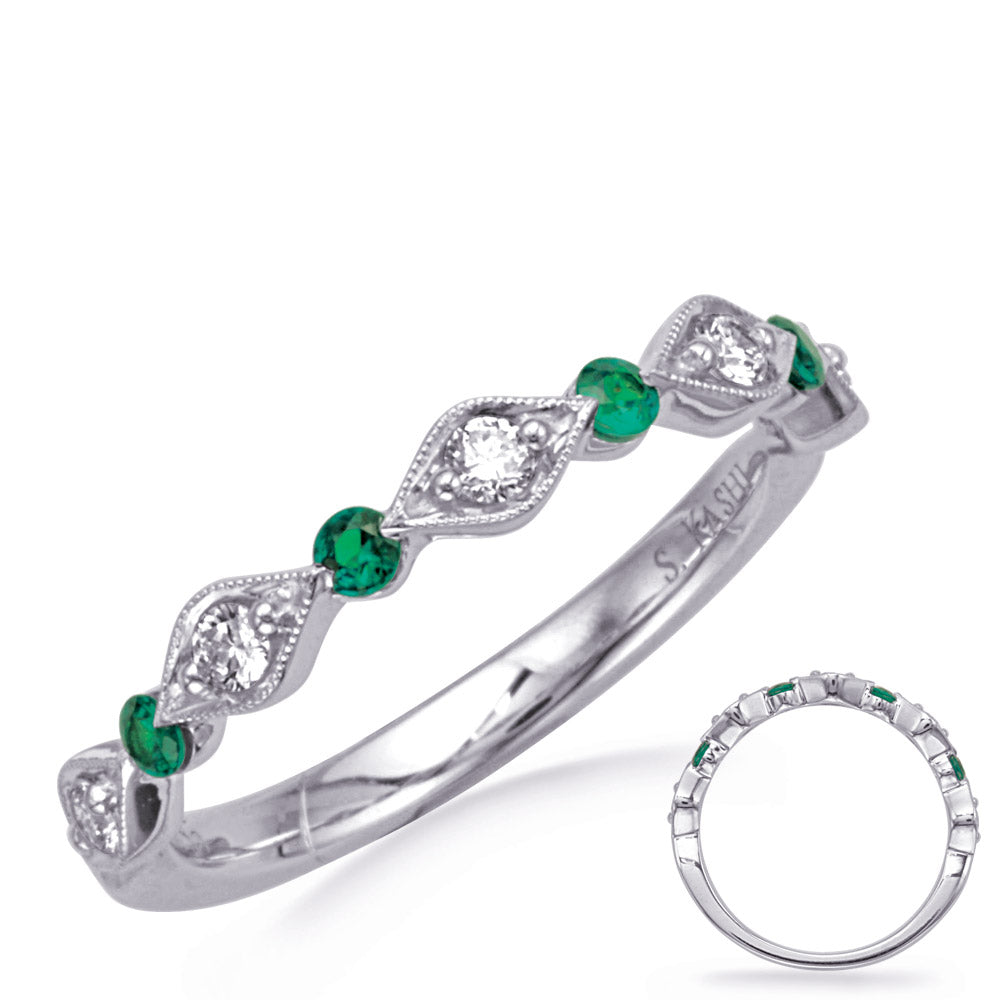White Gold Emerald  &amp; Diamond Ring
