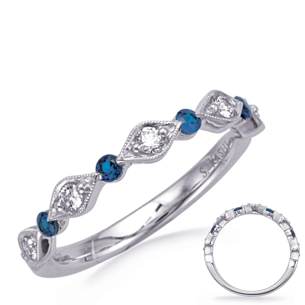 White Gold Sapphire &amp; Diamond Ring