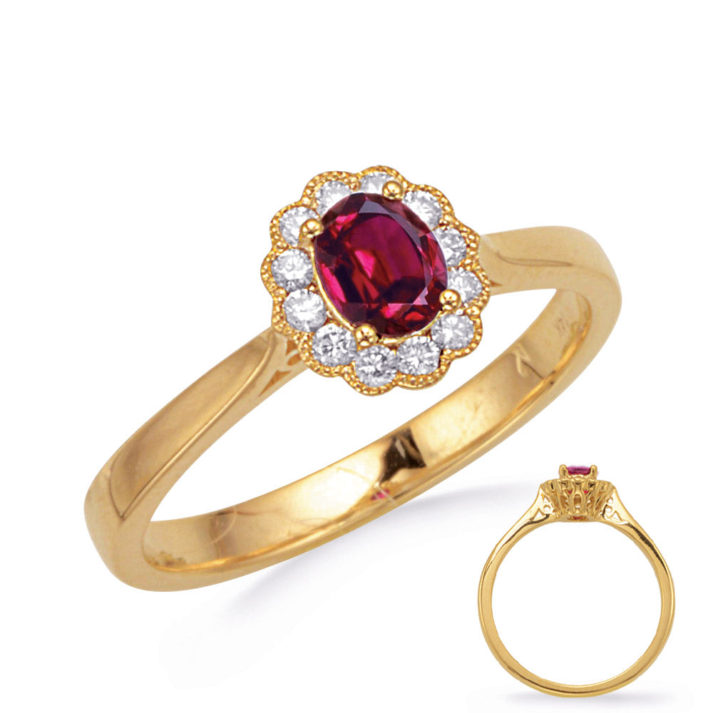 Yellow Gold Ruby &amp; Diamond Ring