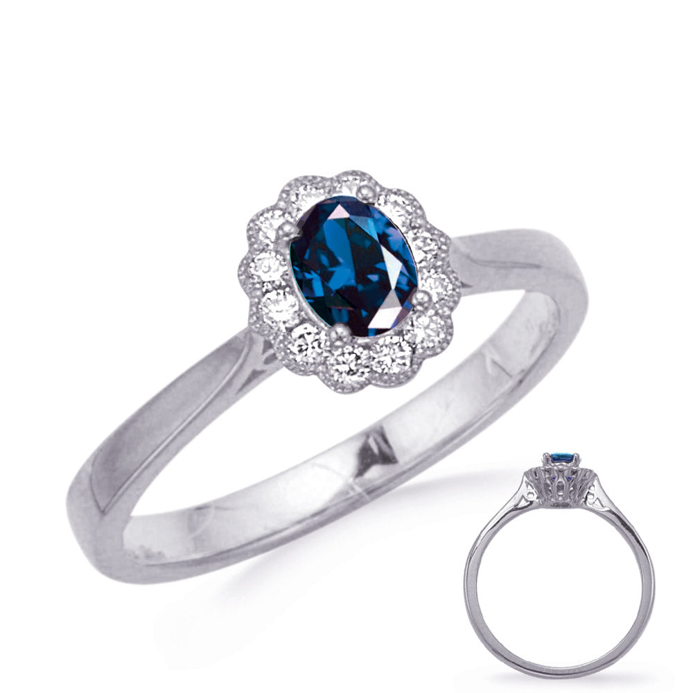White Gold Sapphire &amp; Diamond Ring