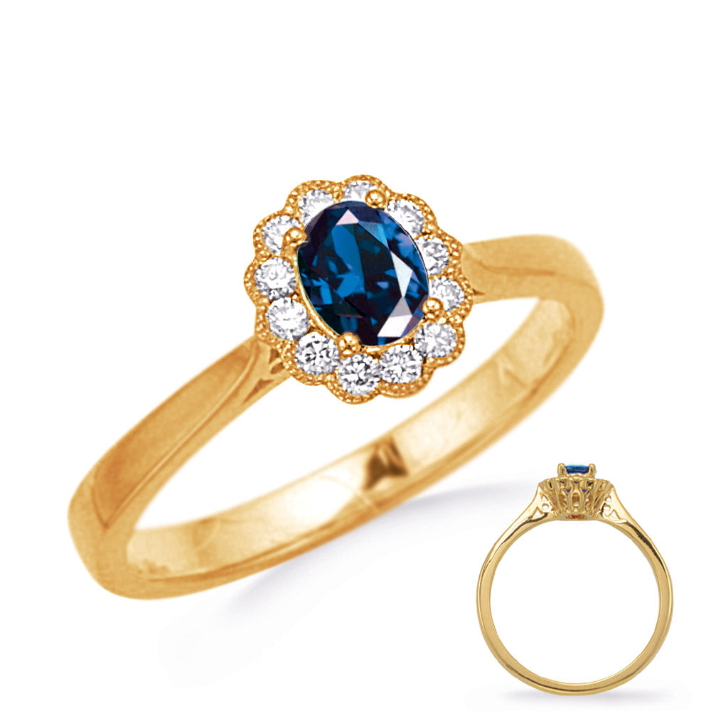 Yellow Gold Sapphire &amp; Diamond Ring
