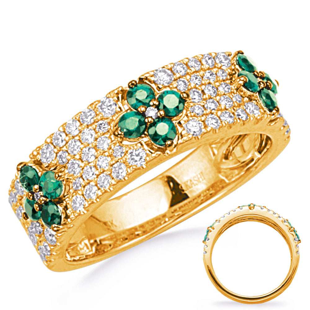 Yellow Gold Emerald &amp; Diamond Ring