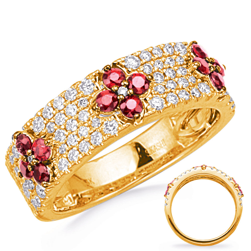 Yellow Gold Ruby &amp; Diamond Ring