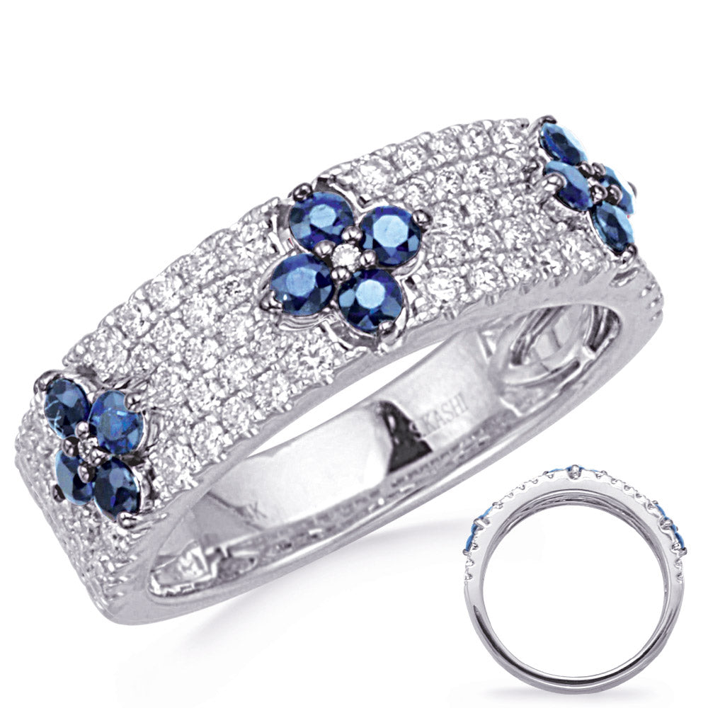 White Gold Sapphire &amp; Diamond Ring