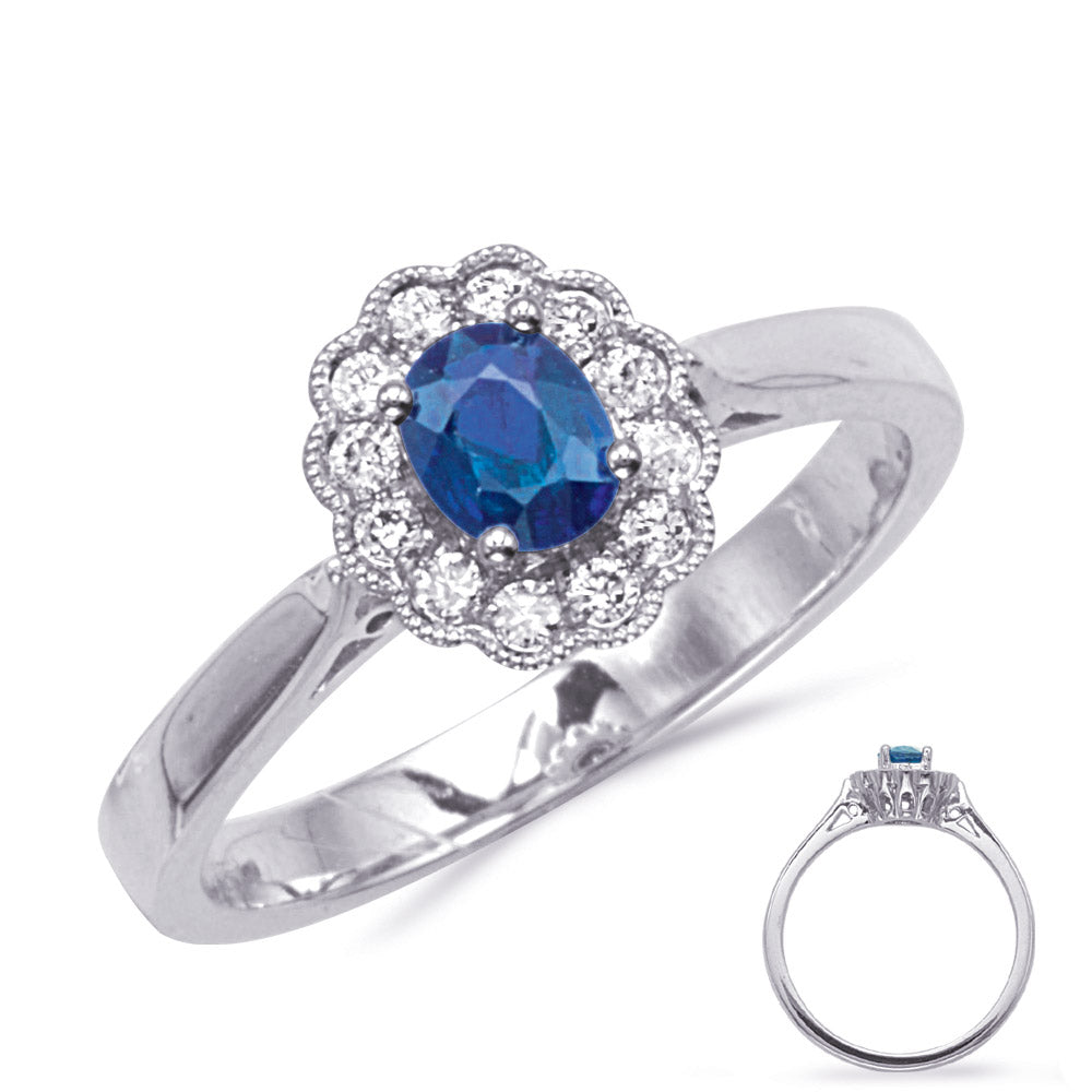 White Gold Sapphire &amp; Diamond  Ring