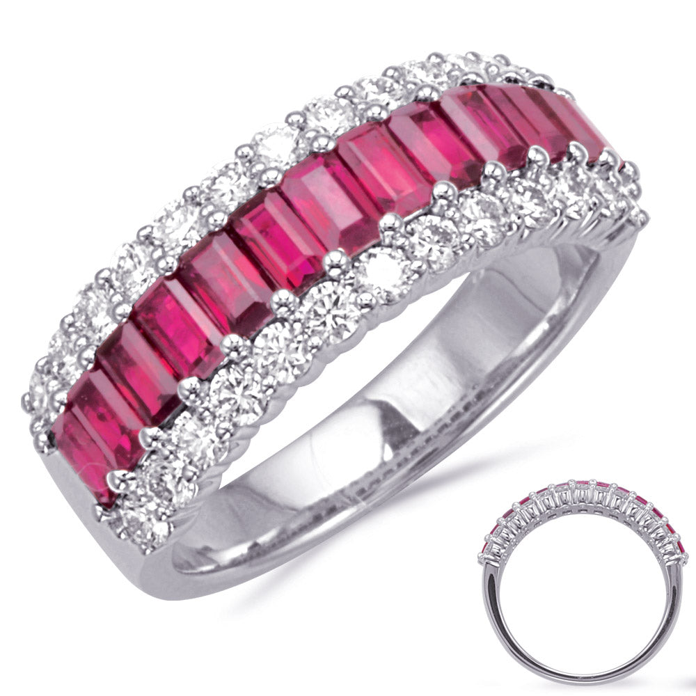White Gold Ruby &amp; Diamond Ring