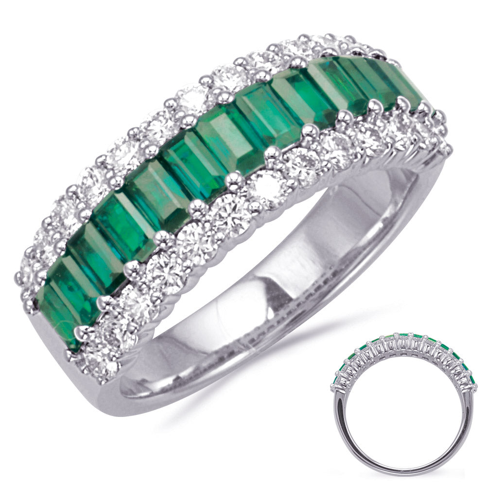 White Gold Emerald  &amp; Diamond Ring