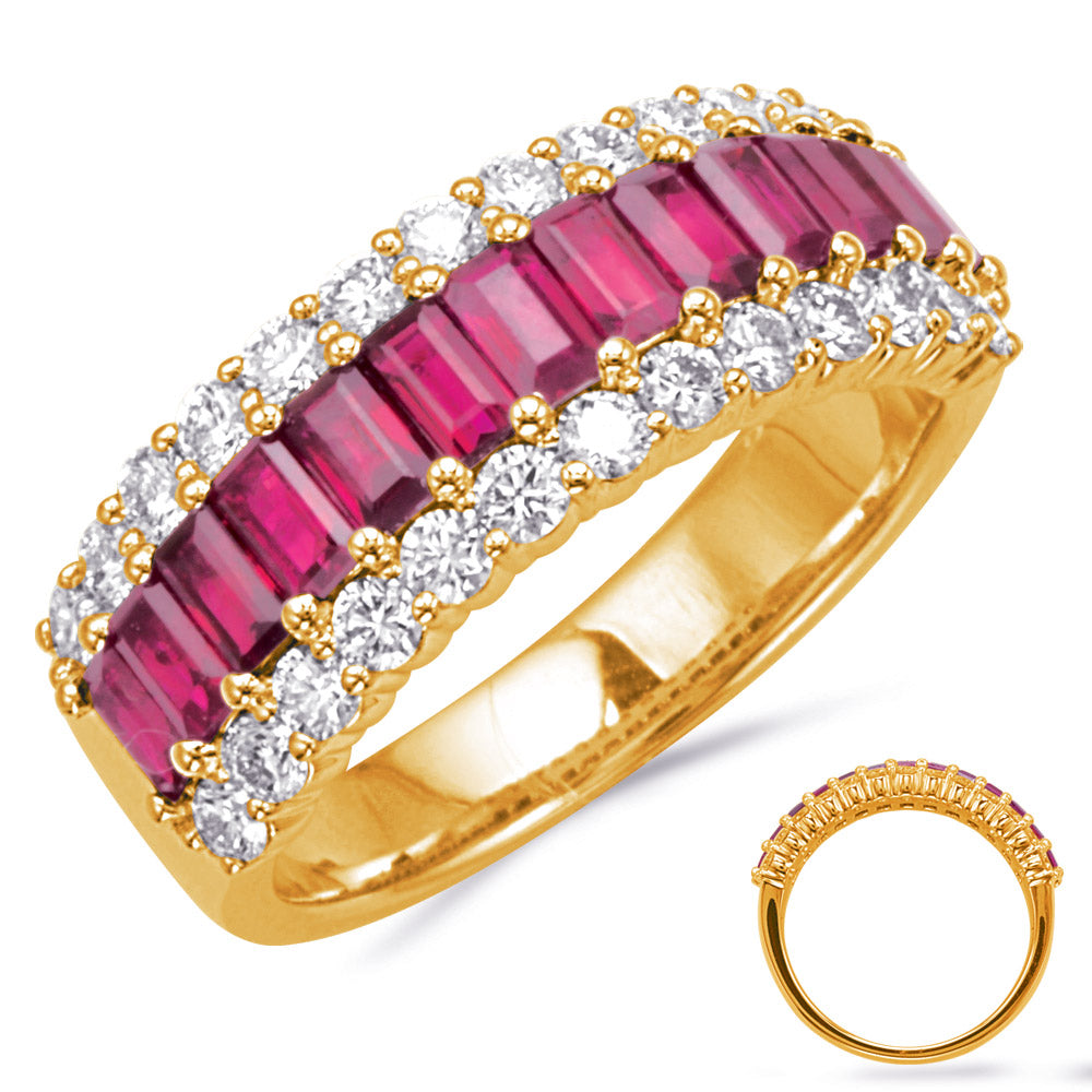 Yellow Gold Ruby &amp; Diamond Ring