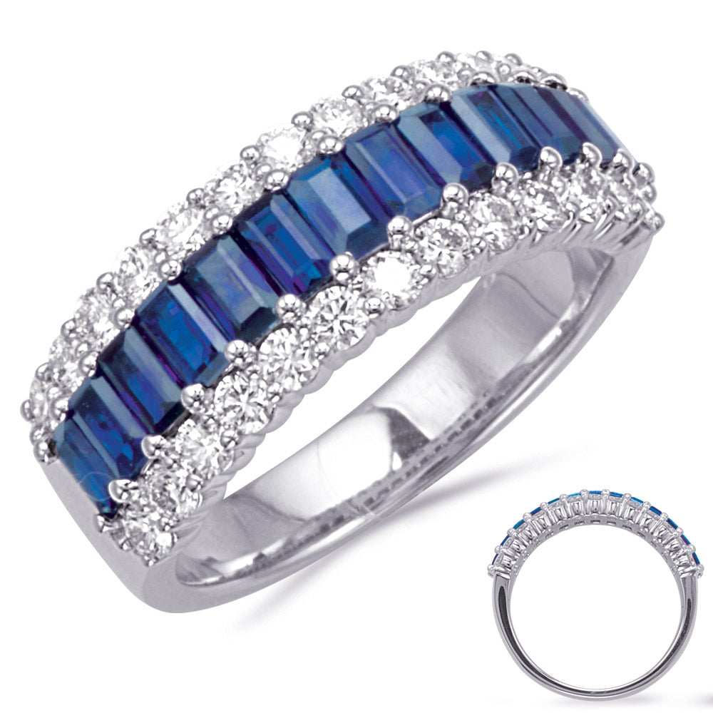 White Gold Sapphire &amp; Diamond Ring