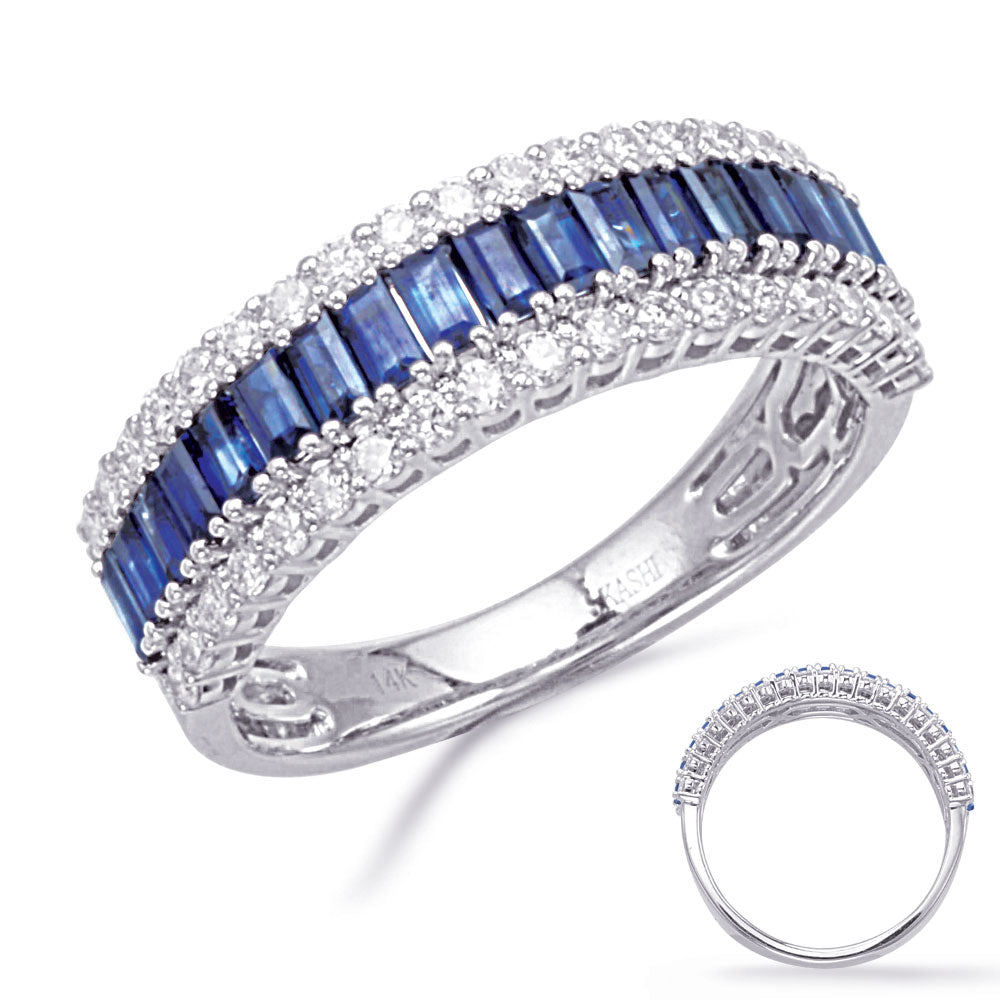 White Gold Sapphire &amp; Diamond Ring