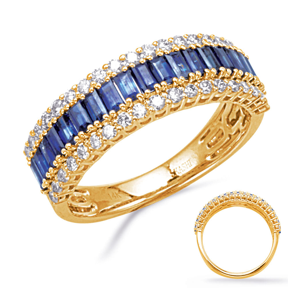 Yellow Gold Sapphire &amp; Diamond Ring