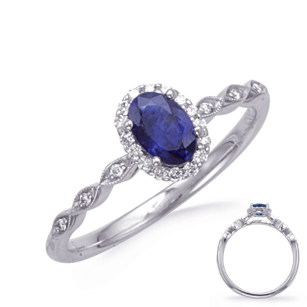 White Gold Sapphire &amp; Diamond Ring