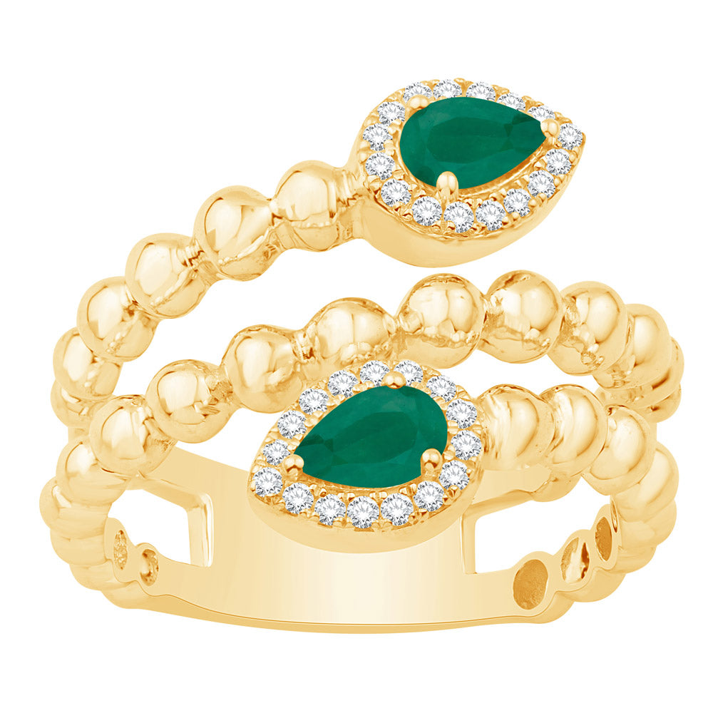 Yellow Gold Emerald &amp; Diamond Ring