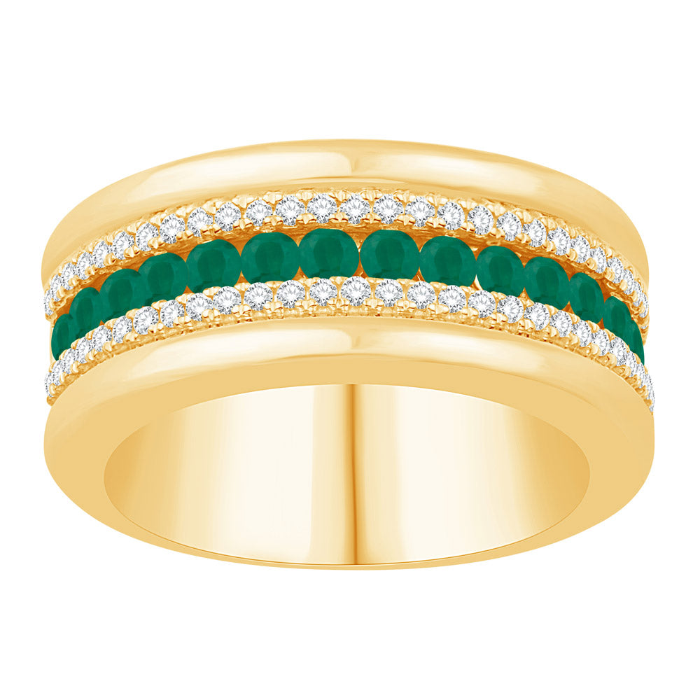 Yellow Gold Emerald &amp; Diamond Ring
