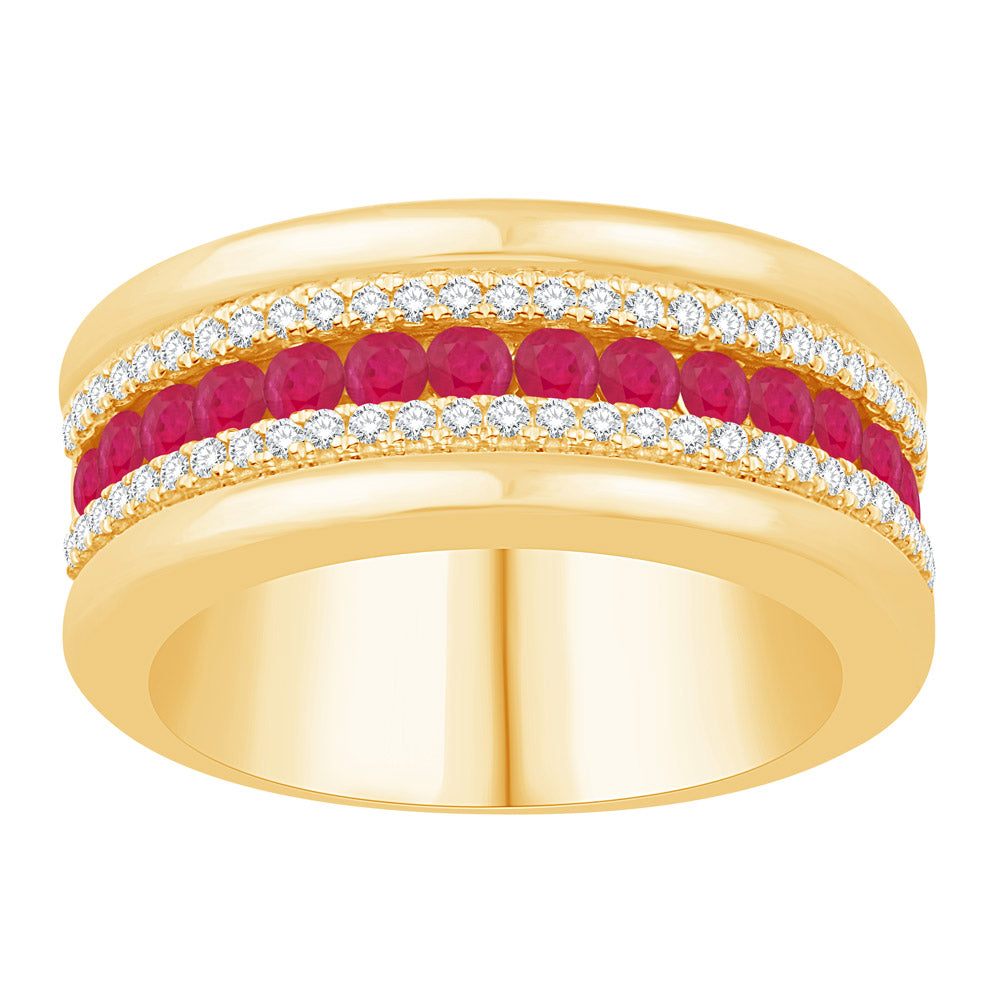 Yellow Gold Ruby &amp; Diamond Ring