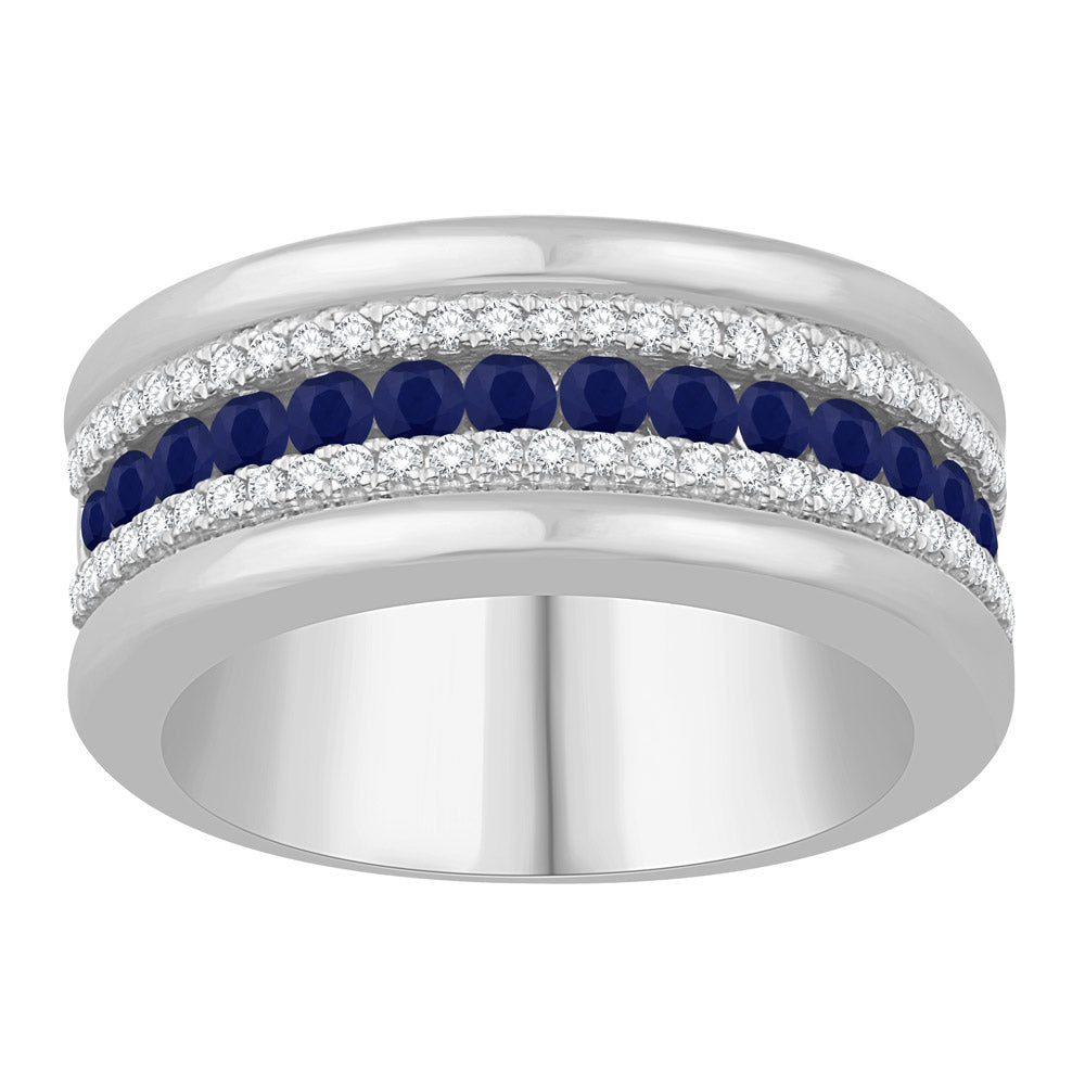 White Gold Sapphire &amp; Diamond Ring