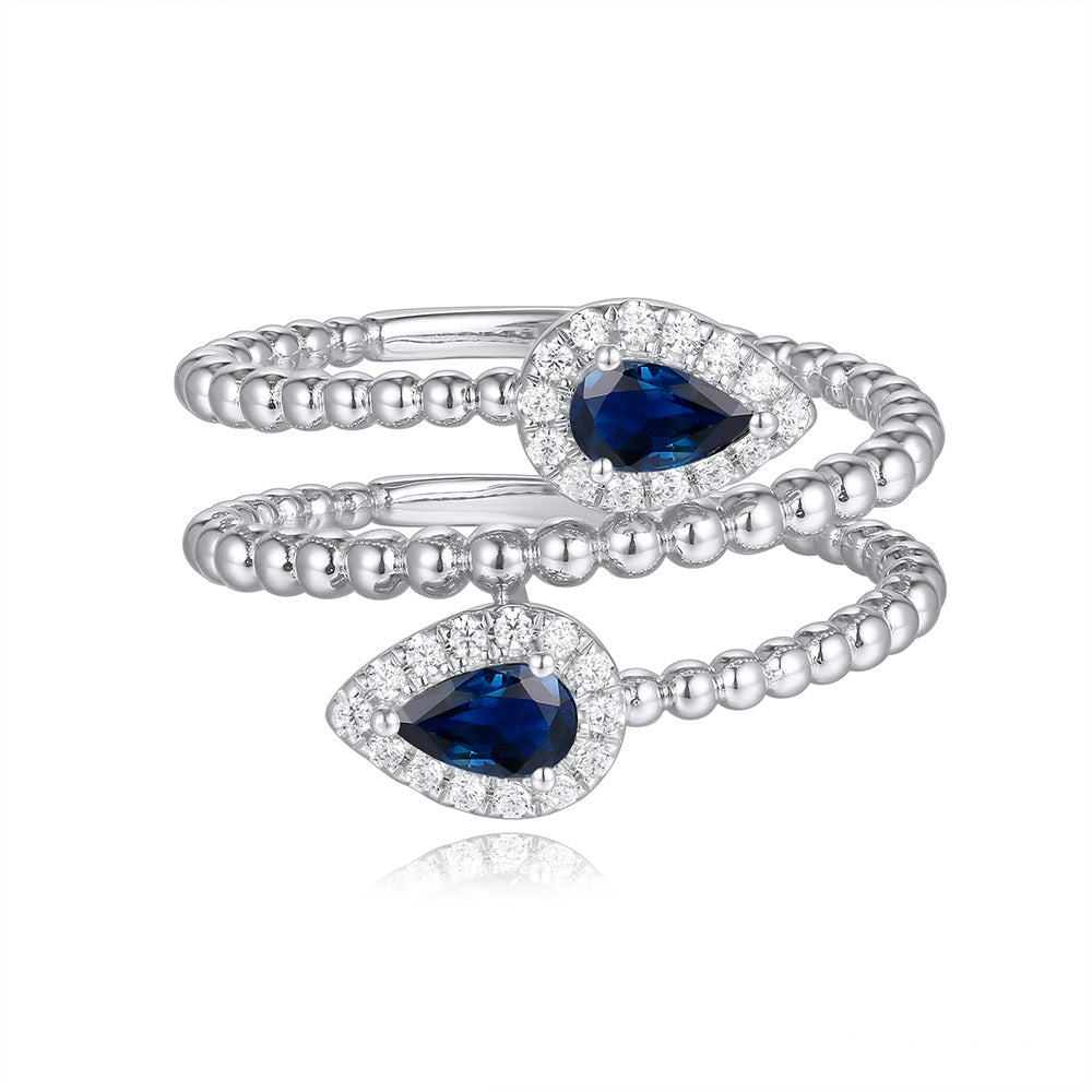 White Gold Sapphire &amp; Diamond Ring