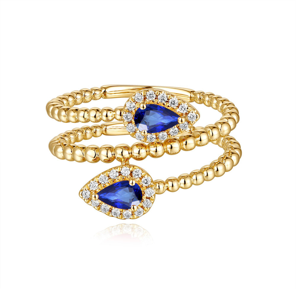 Yellow Gold Sapphire &amp; Diamond Ring