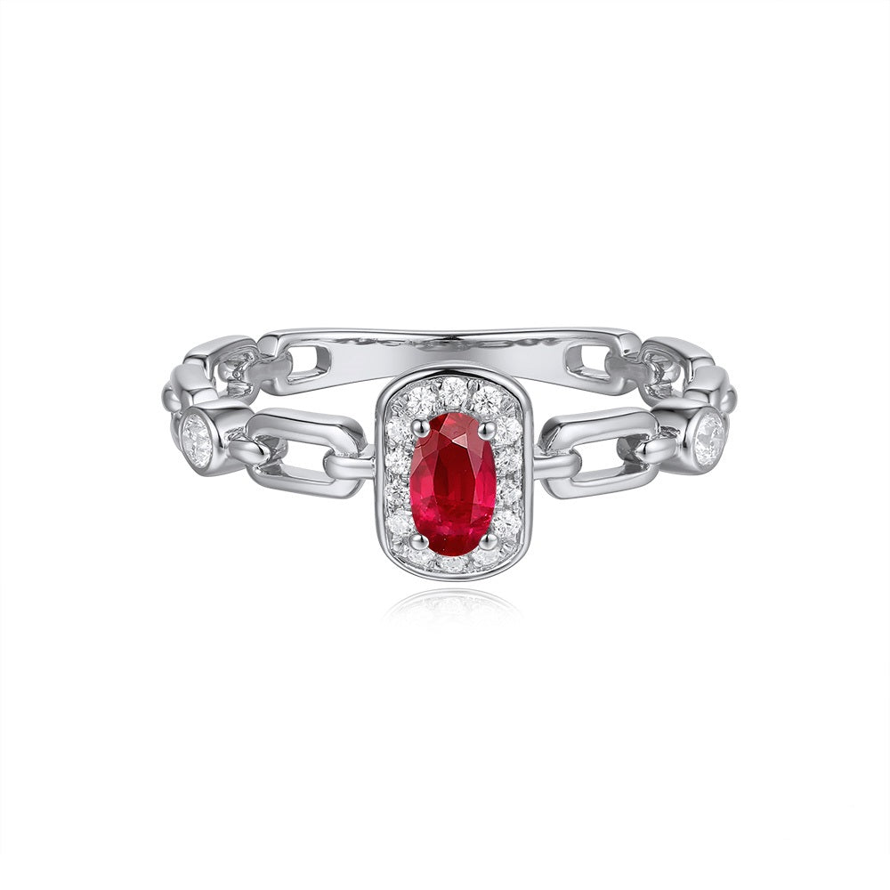 White Gold Ruby &amp; Diamond Ring