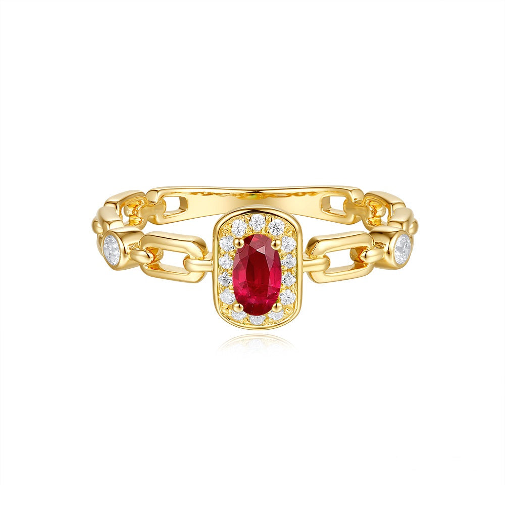 Yellow Gold Ruby &amp; Diamond Ring