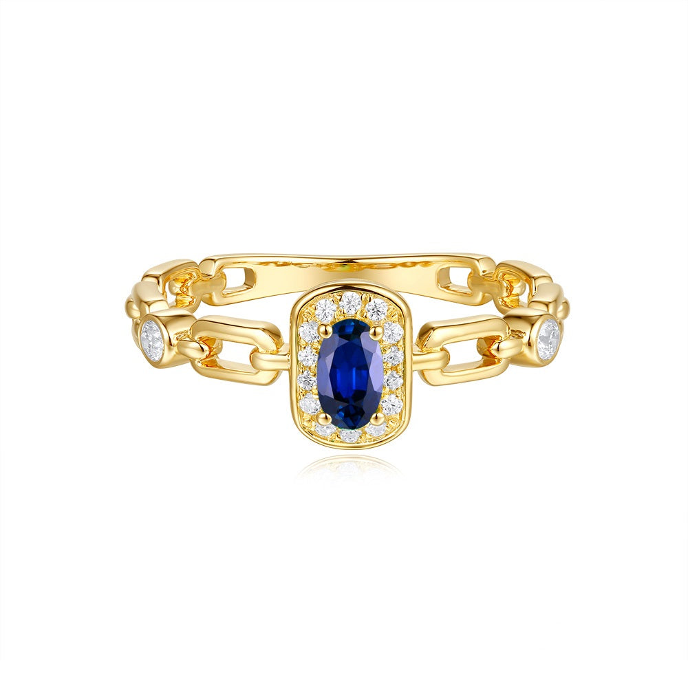 Yellow Gold Sapphire &amp; Diamond Ring