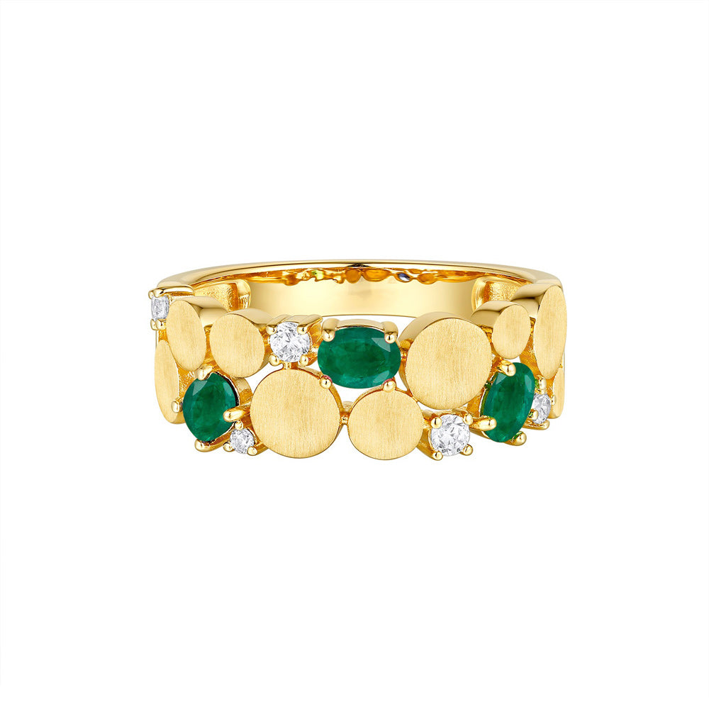 Yellow Gold Emerald &amp; Diamond Ring