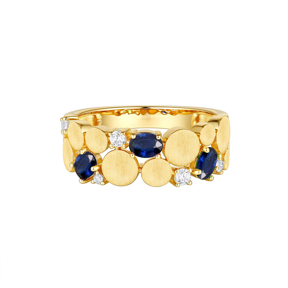 Yellow Gold Sapphire &amp; Diamond  Ring