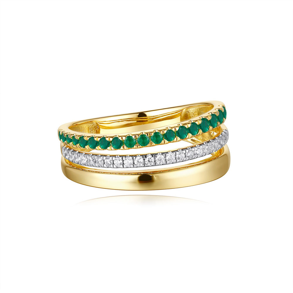 Yellow Gold Emerald &amp; Diamond Ring