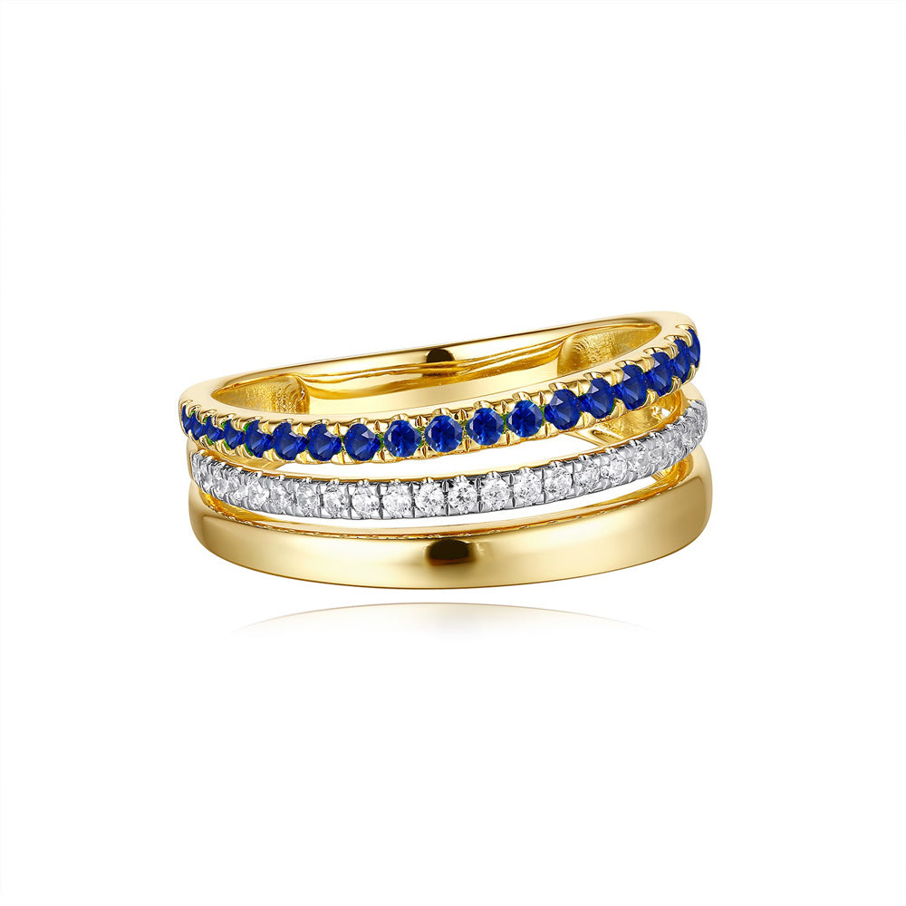 Yellow Gold Sapphire &amp; Diamond Ring