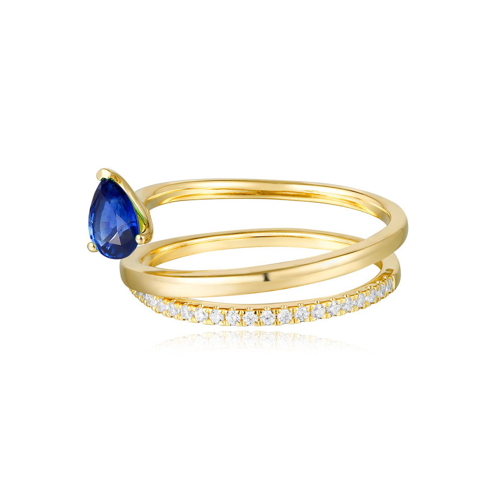 Yellow Gold Sapphire &amp; Diamond Ring