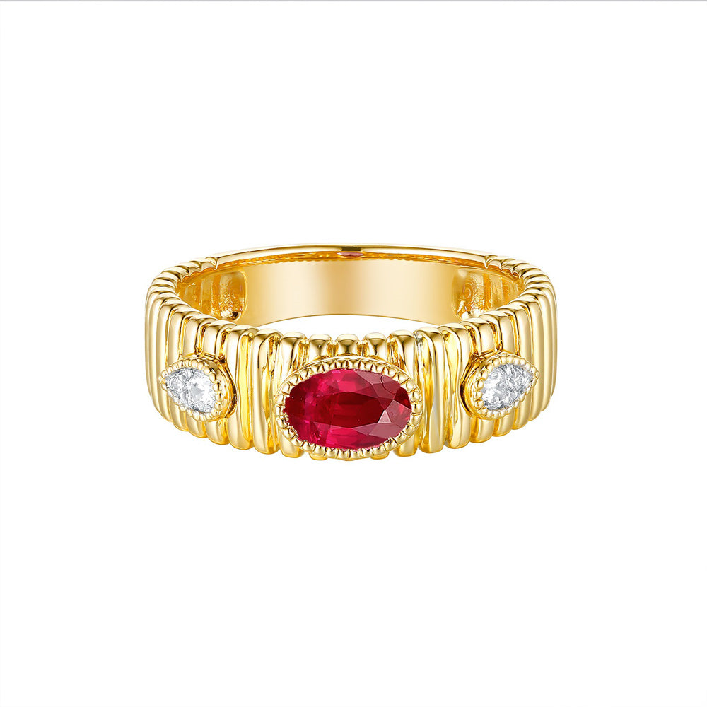 Yellow Gold Ruby &amp; Diamond Ring