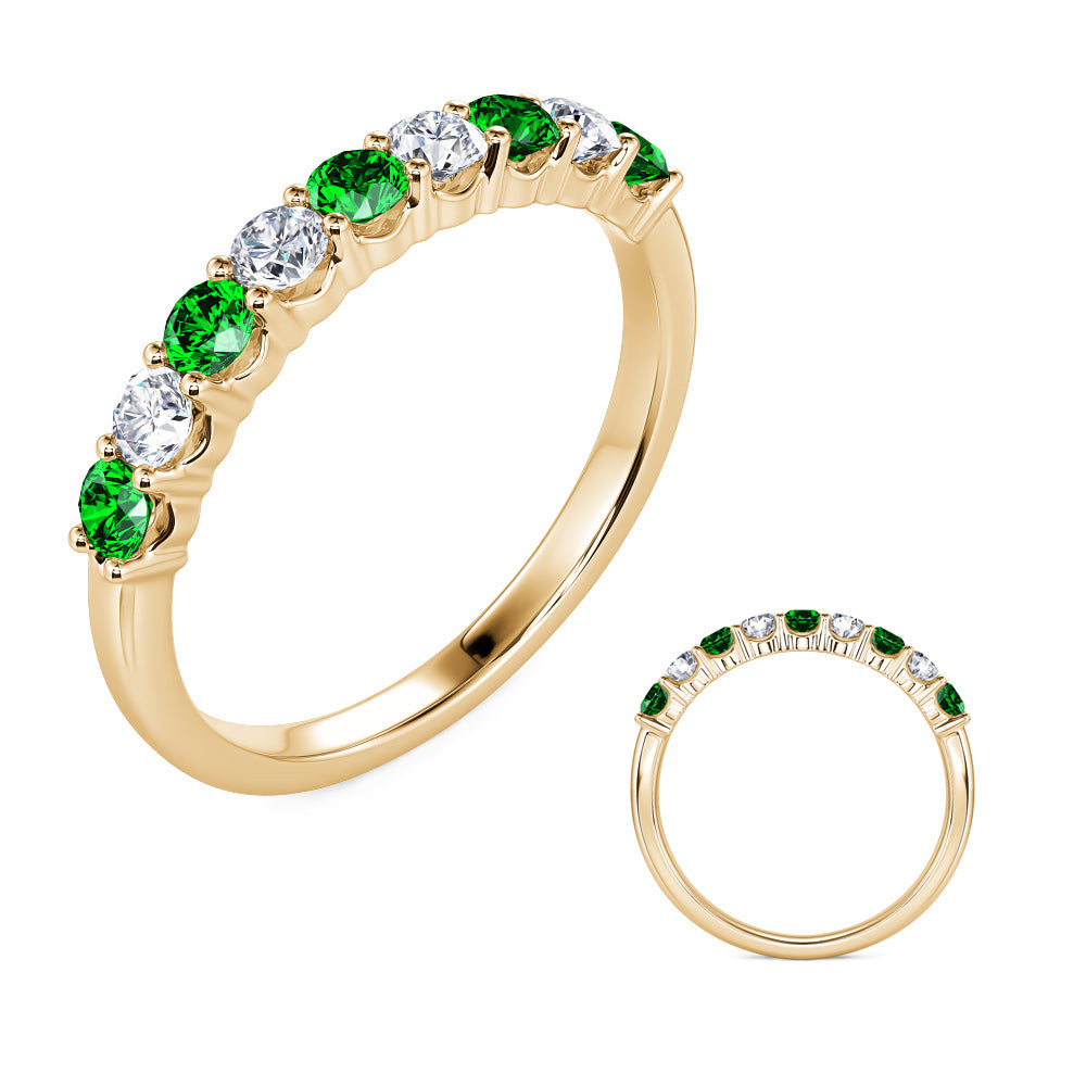 Yellow Gold Emerald &amp; Diamond Ring