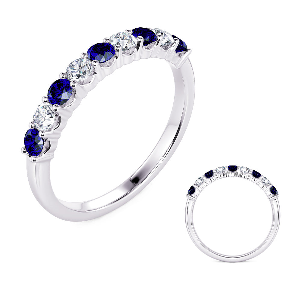 White Gold Sapphire &amp; Diamond Ring