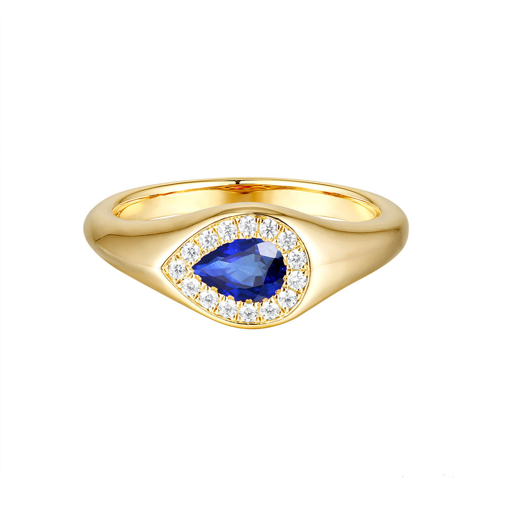 Yellow Gold Sapphire &amp; Diamond Ring