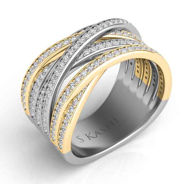 Yellow &amp; White Gold Diamond Fashion Ring