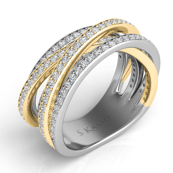 Yellow &amp; White Gold Diamond Fashion Ring