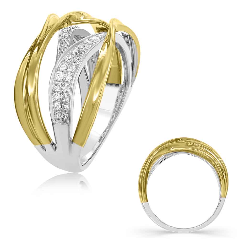 Yellow &amp; White Gold Diamond Fashion Ring