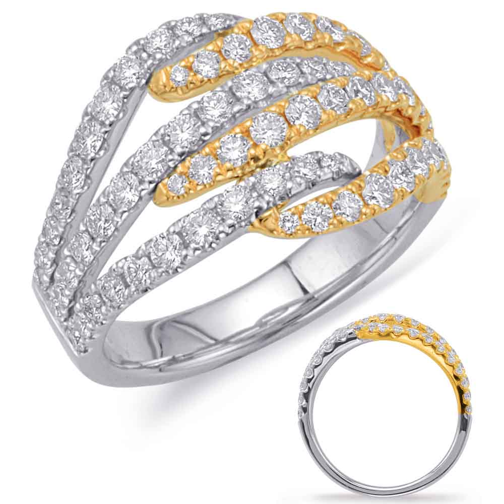 Yellow &amp; White Gold Diamond Fashion Ring