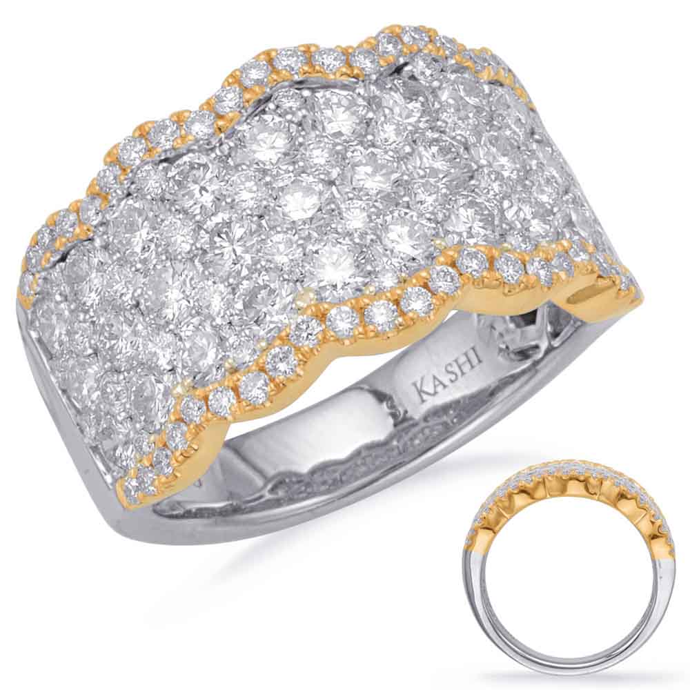 Yellow &amp; White Gold Diamond Fashion Ring