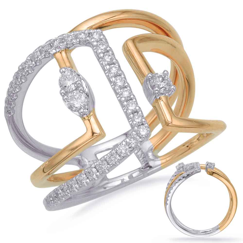 Yellow &amp; White Gold Diamond Fashion Ring