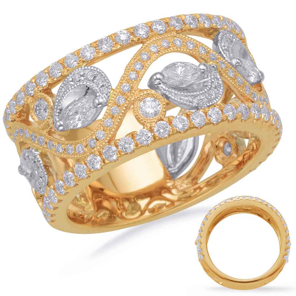 Yellow &amp; White Gold Diamond Fashion Ring