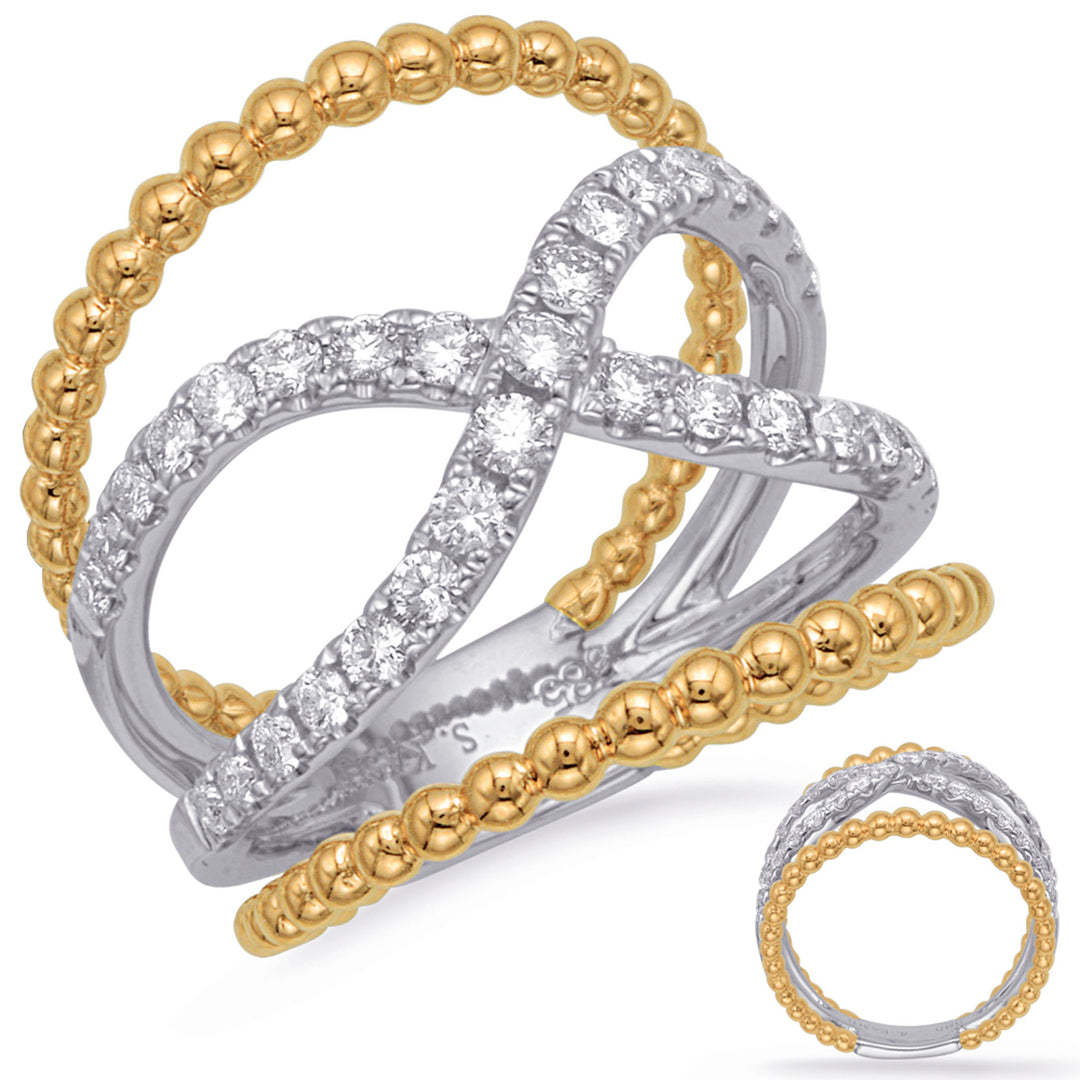 Yellow &amp; White Gold Diamond Fashion Ring