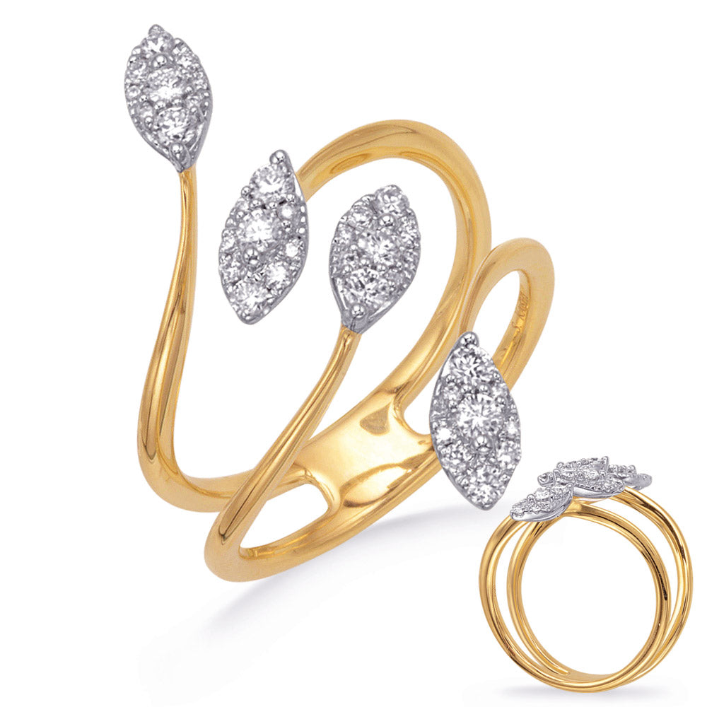 Yellow &amp; White Gold Diamond Fashion Ring