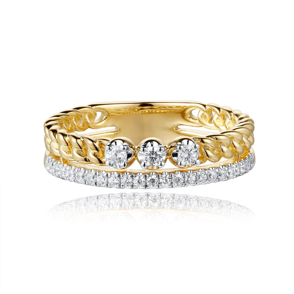 Yellow &amp; White Gold Diamond Ring