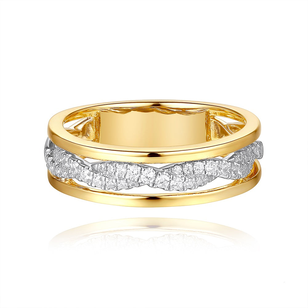 Yellow &amp; White Gold Diamond Ring