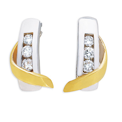 Yellow &amp; White Gold Diamond Earring