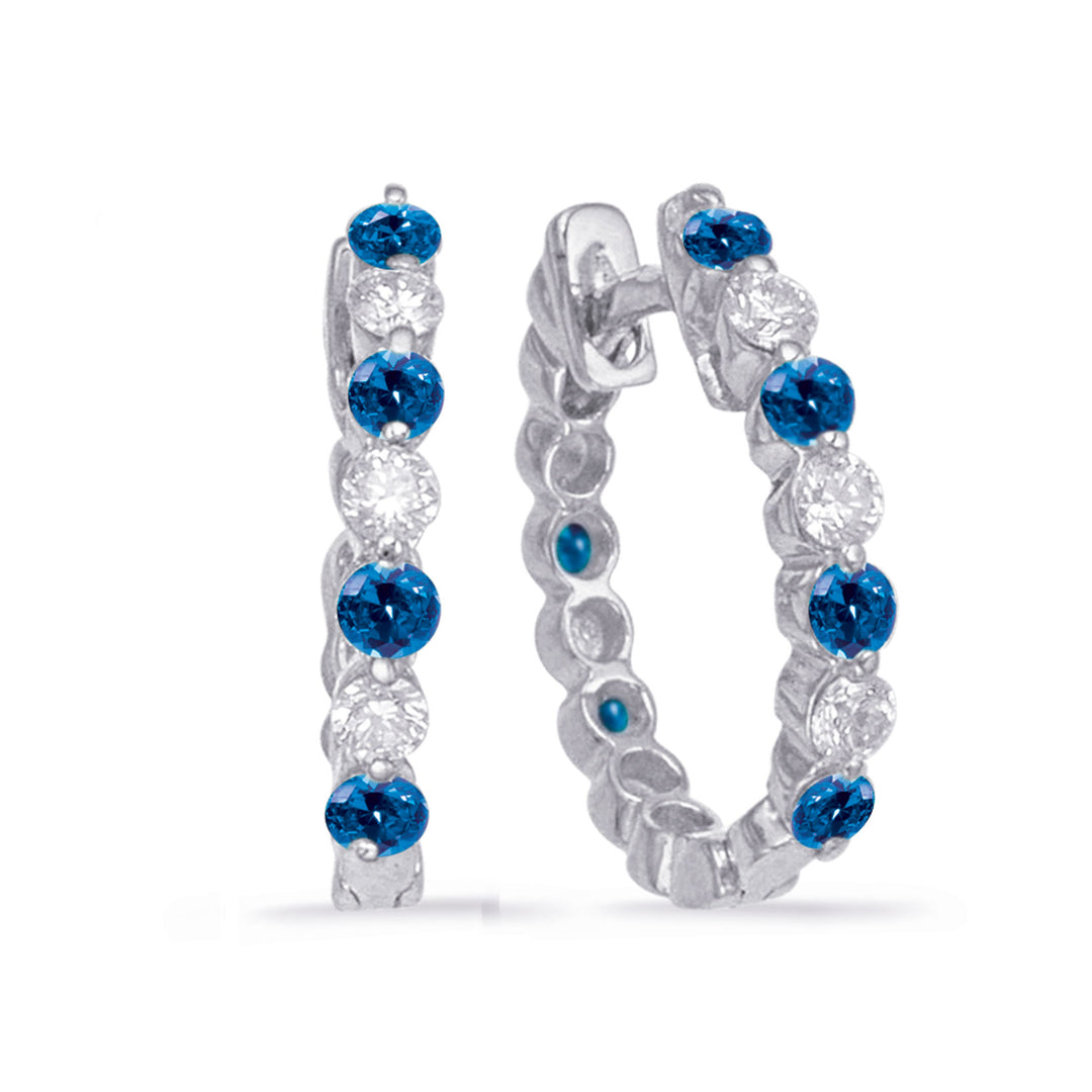 White Gold Oval Sapphire &amp; Diamond Earr