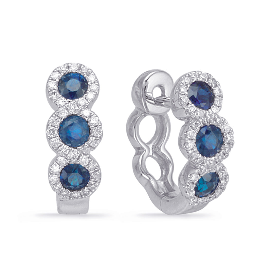 White Gold Sapphire &amp; Diamond Huggie Ear